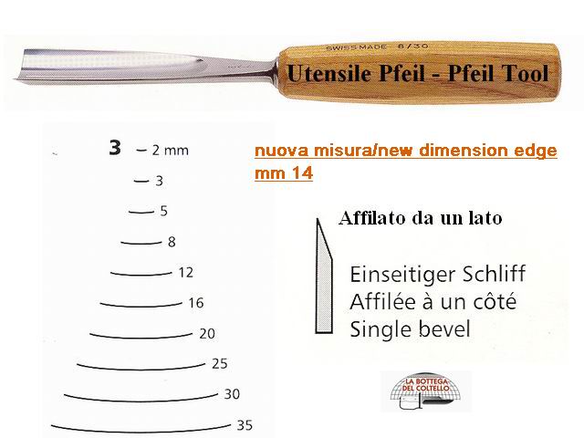 Pfeil sgorbia legno curvatura 3 da 14 mm