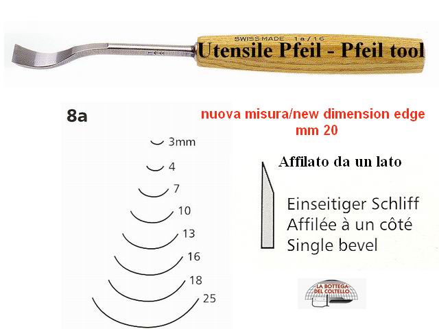 Sgorbia legno curva 8a/20 Pfeil Svizzera