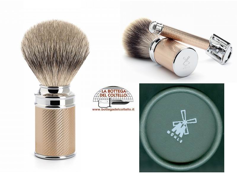 Pennello da barba tasso impugnatura rosegold Muhle