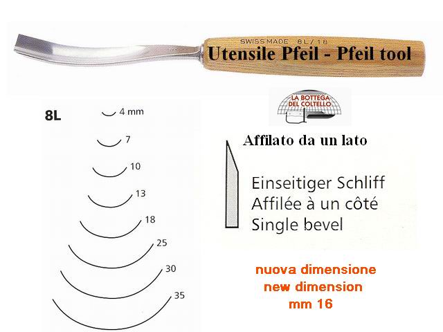 Sgorbia legno curvatura 8L/16 Pfeil Svizzera