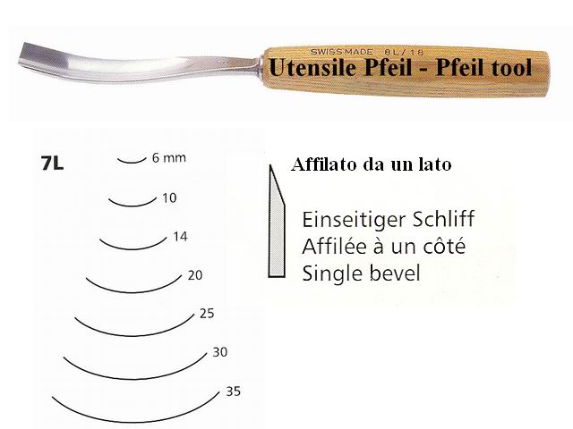 Sgorbia legno curvatura 7L/25 Pfeil Svizzera