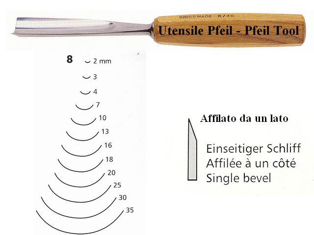 Pfeil sgorbia legno curvatura 8/3