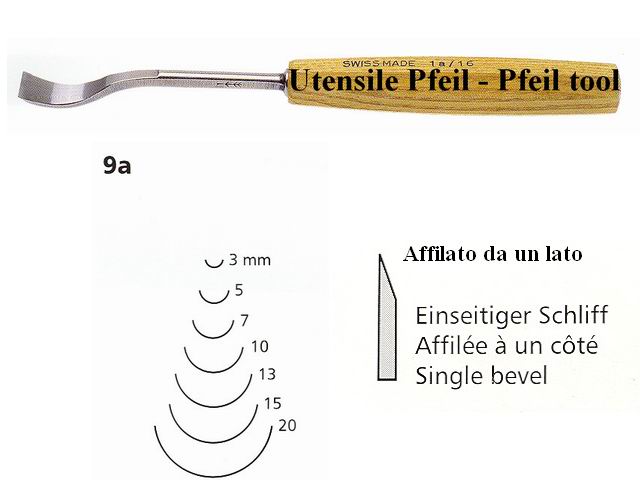 Sgorbia legno curva 9A/5 Pfeil Svizzera