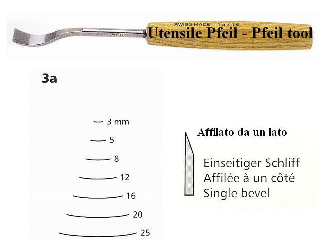 Sgorbia legno curvatura 3A/20 Pfeil Svizzera