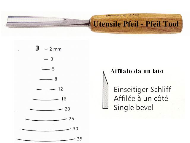 Pfeil sgorbia legno curvatura 3/35
