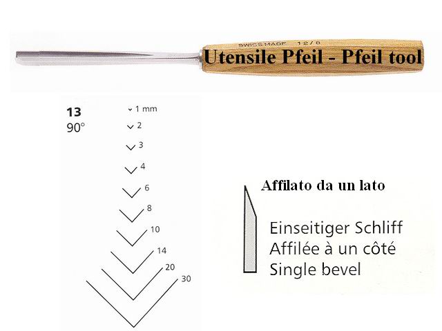 Pfeil sgorbia legno 13/3 angolo 90�