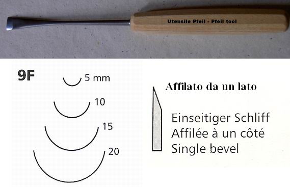 Sgorbia legno curvatura 9F/10 Pfeil