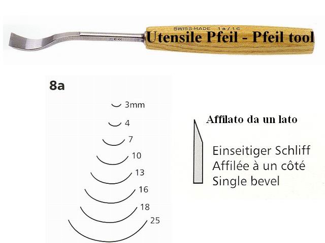 Sgorbia legno curva 8A/16 Pfeil Svizzera