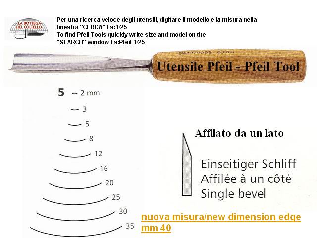 Pfeil sgorbia legno curvatura 5/40 
