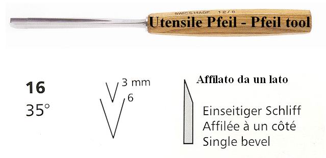 Pfeil sgorbia legno 16/3 angolo 35�