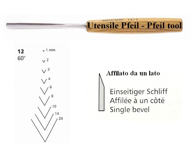 Pfeil sgorbia legno 12/2 angolo 60�