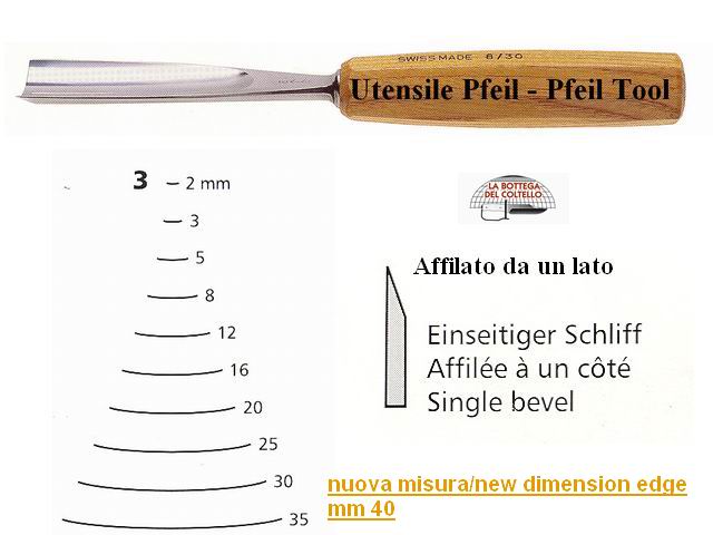 Pfeil sgorbia legno curvatura 3/40