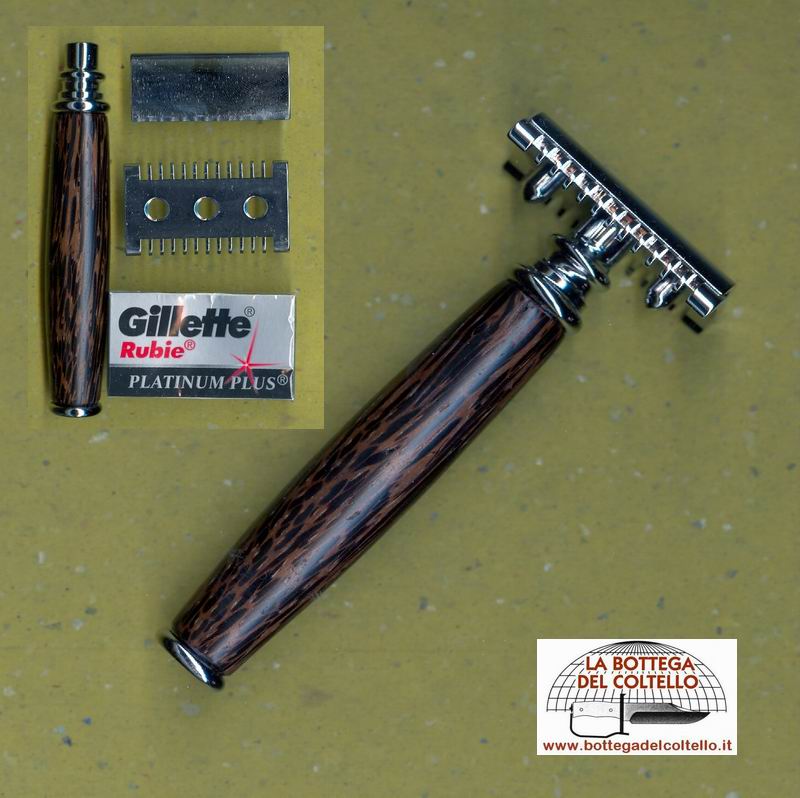 Piazza Safety razor, rounded, palm wood