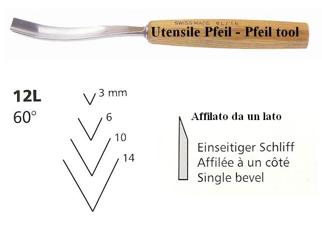 Sgorbia legno 12L/3 angolo 60�