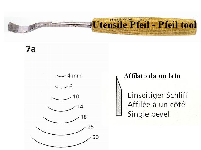 Sgorbia legno curva 7A/4 Pfeil Svizzera
