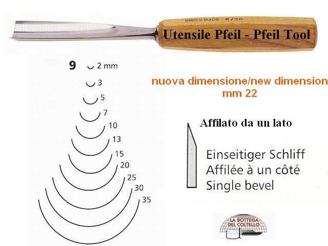 Pfeil straight gouge 9/22 curved edge