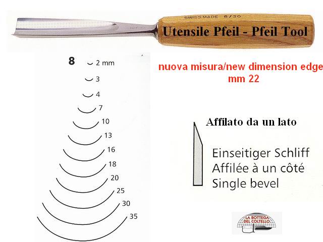 Pfeil sgorbia legno curvatura 8/22