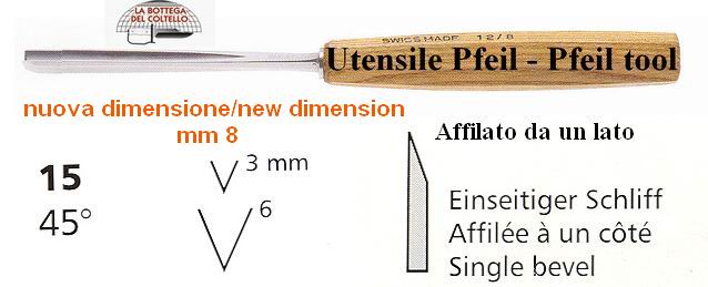 Pfeil sgorbia legno 15/8 angolo 45�