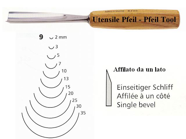  Pfeil straight gouge 9/30 curved edge
