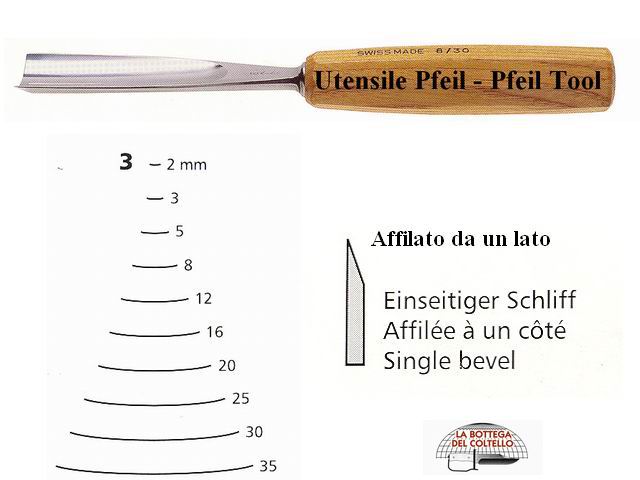 Pfeil sgorbia legno curvatura 3/2