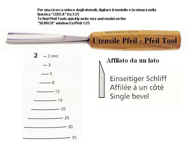 Pfeil sgorbia legno curvatura 2/20